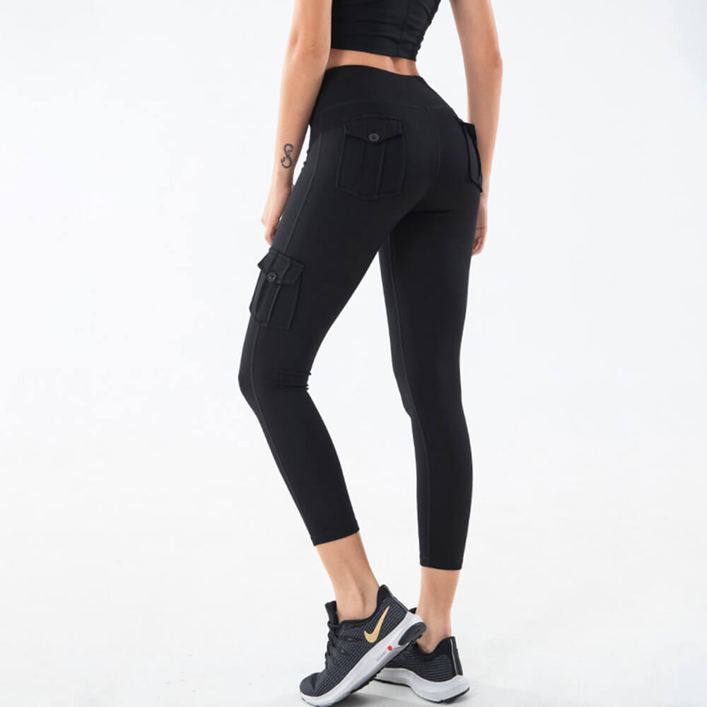 black high waisted gym leggings with pockets