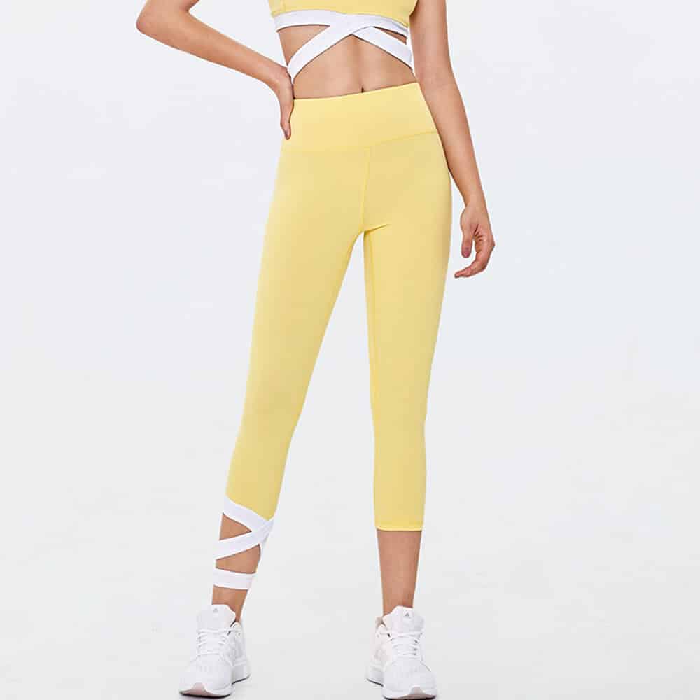 yellow slim fit yoga pants